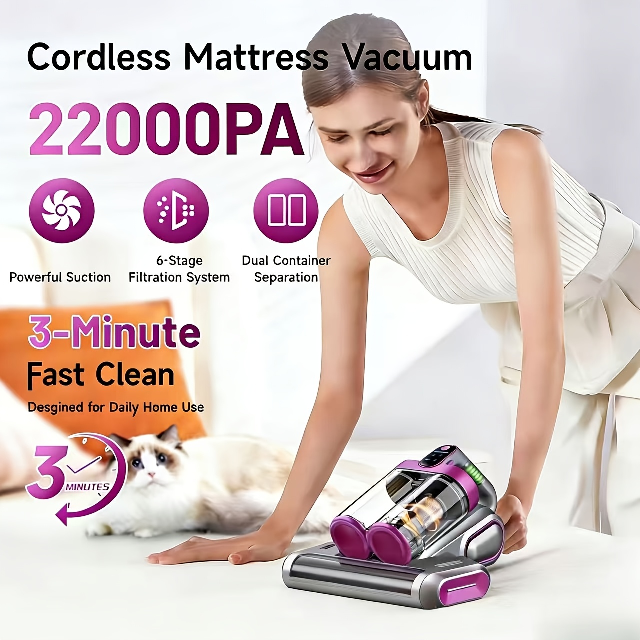Vacuum Cleaner Power Tools - Wireless Mattress Vacuum Cleaner, 22Kpa Suction,