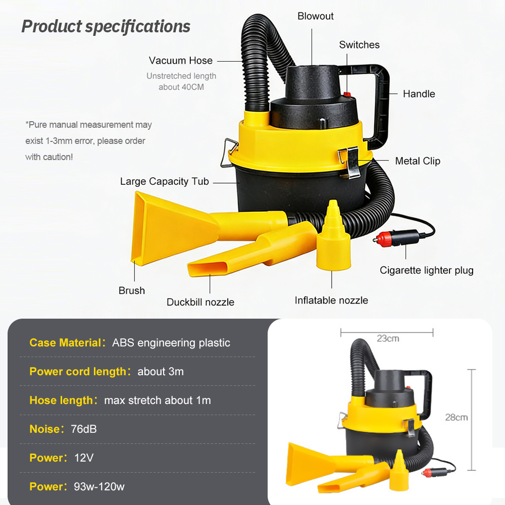 Portable 12V Car Vacuum Cleane - Vacuum Cleaner Power Tools reseña y precio