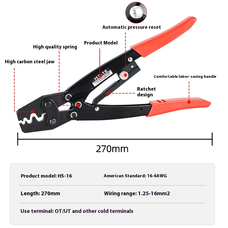 HS-16 Crimper Plier Ratcheting - Power Tools Japan reseña y precio
